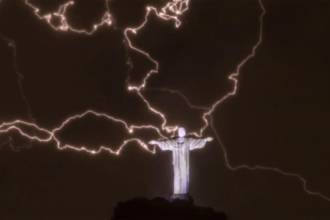 Lightning Strikes Brazil Christ Statue